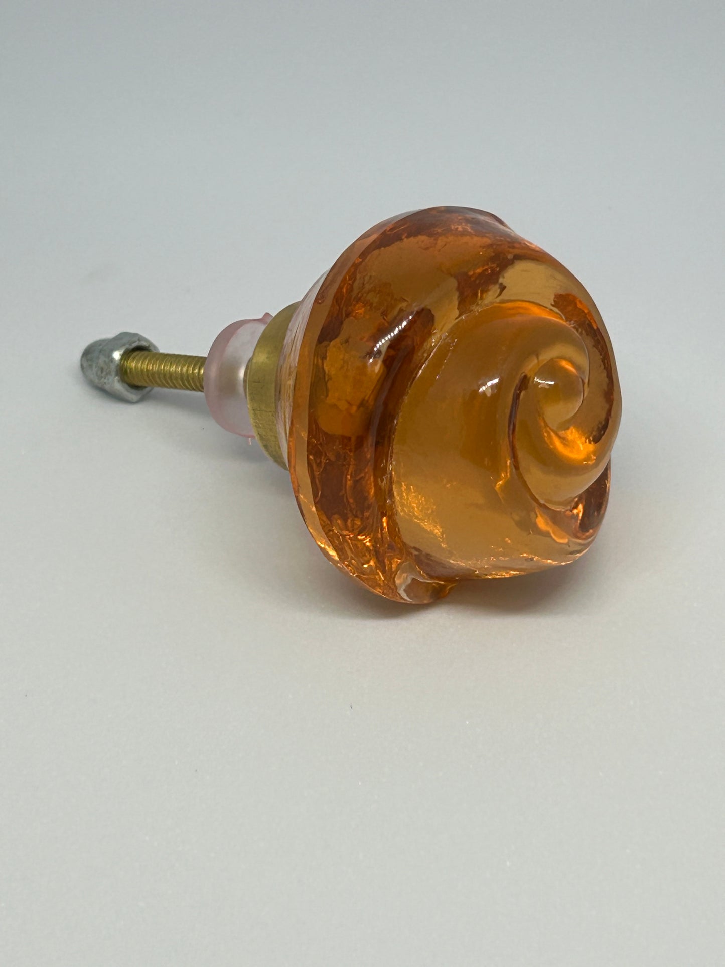 Amber Rosebud Glass Knob