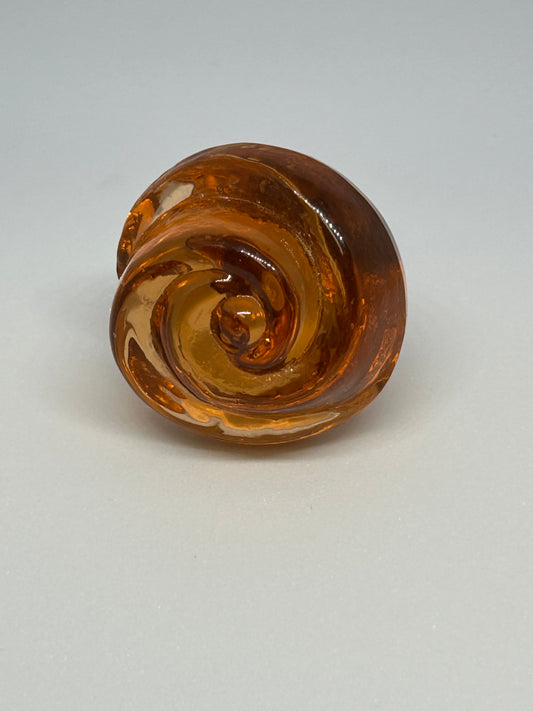 Amber Rosebud Glass Knob