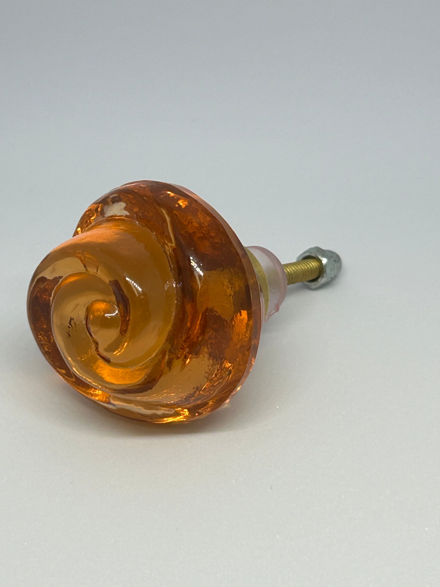 Amber Rosebud Glass Knob
